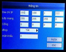 Cài đặt IP máy chấm công
