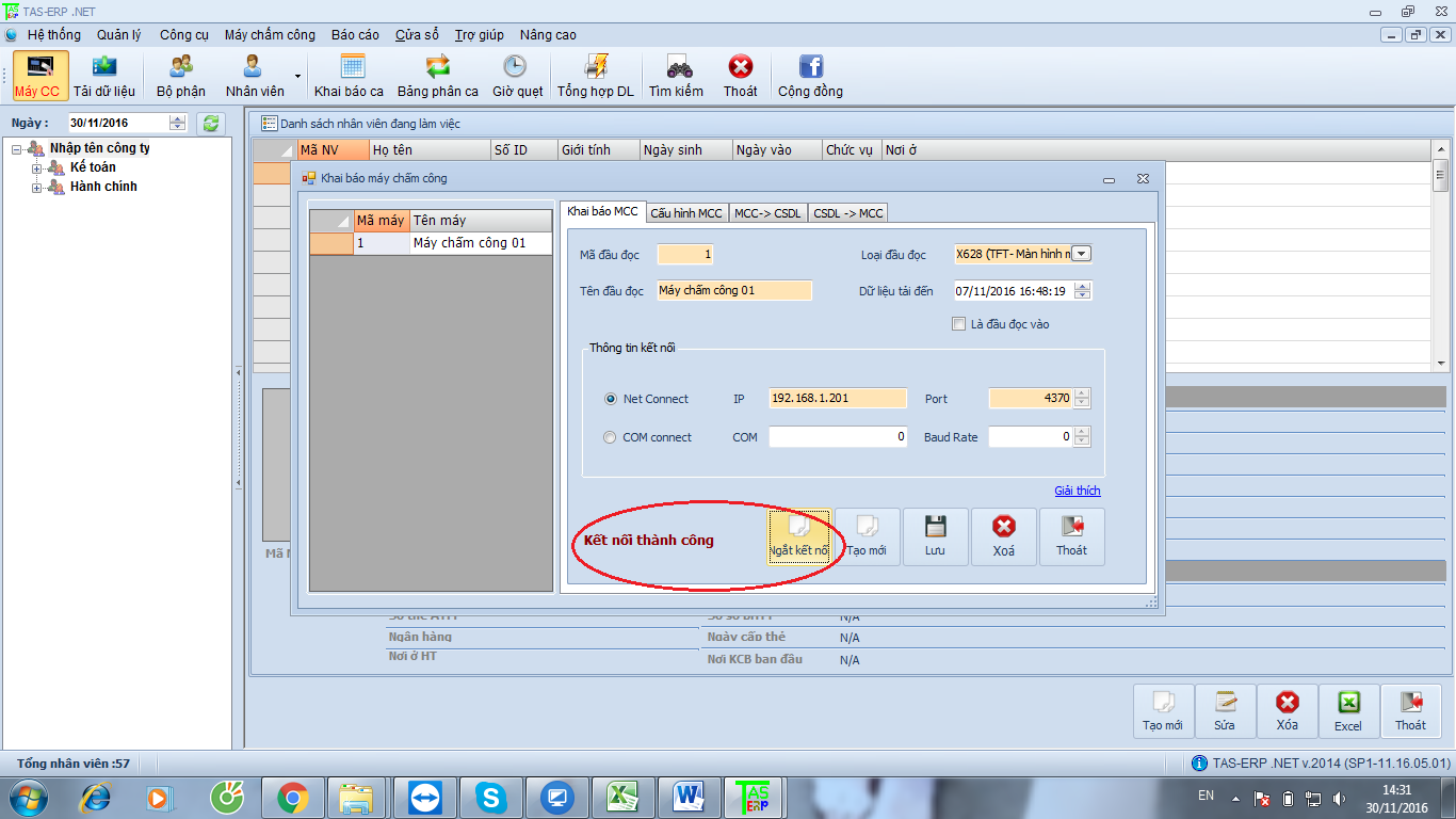 Hướng dẫn kết nối máy chấm công với phần mềm chấm công TAS-ERP qua internet
